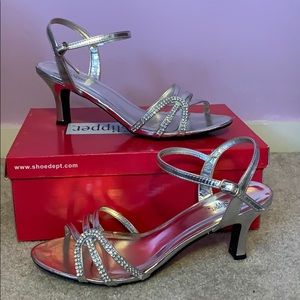 Silver strappy heels